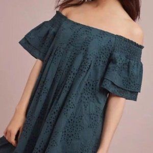 JOA off the shoulder Eyelet Mini Dress